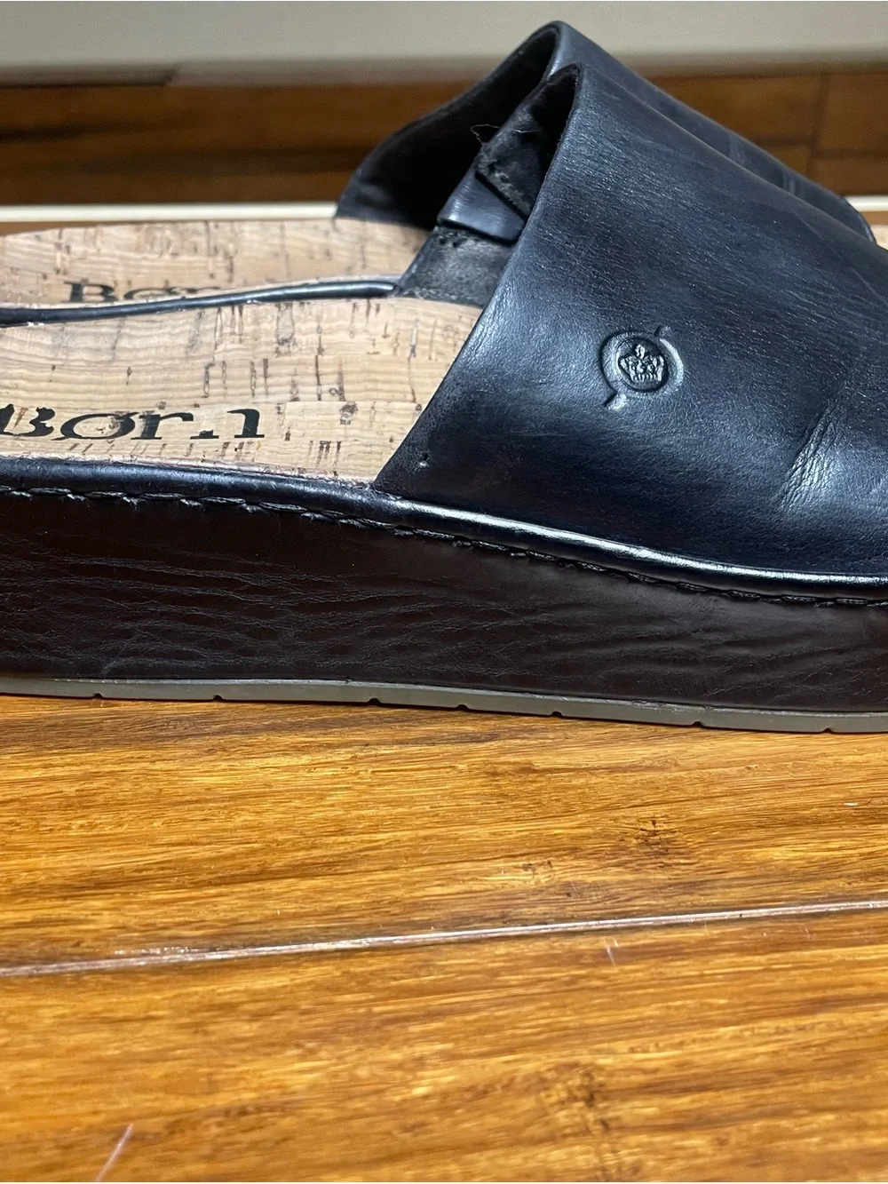 Born Black Leather Men’s Slide Sandals